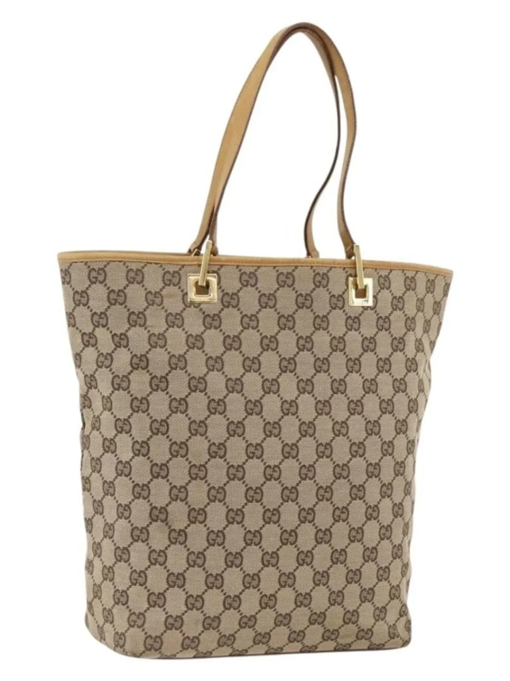 GUCCI GG Canvas Tote Bag Beige Gold 002 1098 2404 Auth ka2901